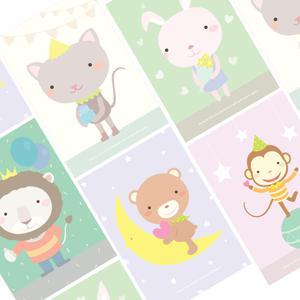 동물 엽서 5종 50매 생일 기념일 축하엽서 친구사랑 칭찬 이벤트 유치원 어린이날 선물포장