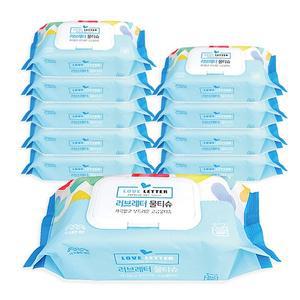 러브레터물티슈 80매 캡형  10개 대용량 아기 엠보싱 도톰한 두꺼운 유아