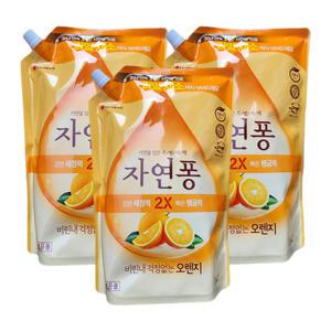 엘지생활건강 자연퐁 비린내 걱정없는 오렌지 주방세제 리필 1.4L 3개