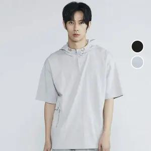 [롯데백화점]버커루 남성 나일론 오버핏 후드 스트링 반팔 티셔츠 B232TS310P