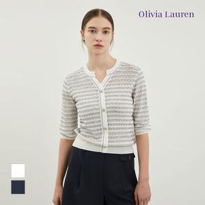 [올리비아로렌] 스트라이프 메탈 배색 풀오버_VOCBL4M3111