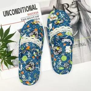 [쓰리몰] 신상 레이스 이중쿠션 면 실내화 층간소음방지 거실화 학원 어린이집 유치원 실내슬리퍼