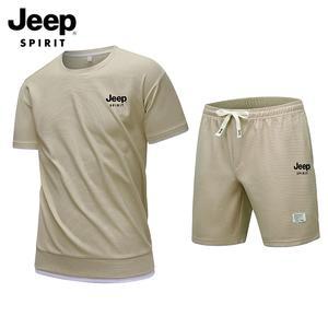 JEEP SPIRIT 남성 시원한 반팔세트 여름 얇은 캐주얼 트레이닝 투피스
