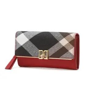 닥스 액세서리 25FW [TARTAN CHECK] 레드 타탄체크 DD로고 가죽 카드지갑 DCHO5F363R2