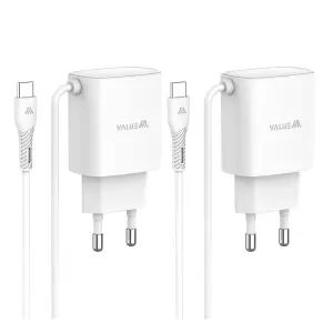 [1개+1개] 밸류엠 PD 25W PPS 초고속 C타입 케이블 일체형 충전기
