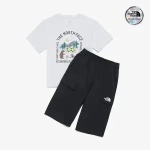 [노스페이스] [노스페이스키즈 공식] NT7UR19T 키즈 하이크 카프리 크루 세트_WHITE