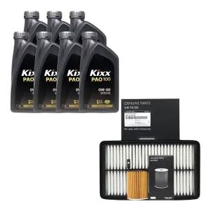 제네시스 G80 RG3 2.5 가솔린 엔진오일 킥스 파오100 0W30 7리터 순정 오일필터 에어필터