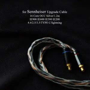 Sennheiser IE900 IE600 IE300 IE200 업그레이드 케이블 4.4mm 밸런스드 마이크 16 코어 OCC 실버 도금 HiF