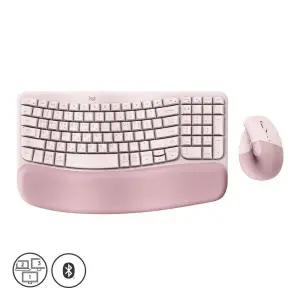 로지텍코리아 Wave Keys LIFT VERTICAL Combo 무선 키보드 마우스 세트 로즈