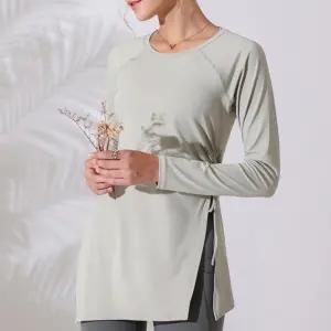 여성 라운드넥 긴팔 운동복 요가복 헬스 옆트임 편한 롱슬리브  티셔츠