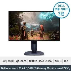 Dell 에일리언웨어 AW2725Q QD-OLED 4K UHD 240Hz 0.03ms 27형 게이밍 모니터