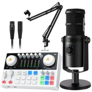 마오노 캐스터 AME2 Gen2 + PD400X 스트리밍 오디오 믹서 휴대용 블루투스 인터페이스 XLR USB 다이나믹 마이크 스탠드 화이트 패키지1