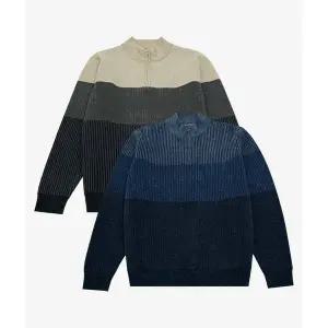 [크로커다일] 셔닐 자카드 한기장 하프 집업 니트 CDAAAKR4332