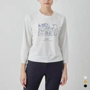 올리비아로렌 / 레터링 맨투맨티셔츠 VOCAL5S2141 / 애플아울렛 ( 화이트 블랙 머스타드 )