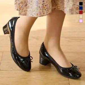 미르바네스슈즈 팔레트 리본 유광 플랫슈즈