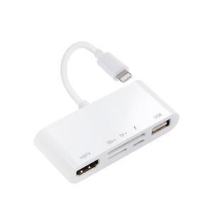 iOS 8핀 멀티 포트 허브 도킹스테이션 8Pin to USB 2.0 HDMI SD TFMicro SD 카드 리더기 카메라 사진