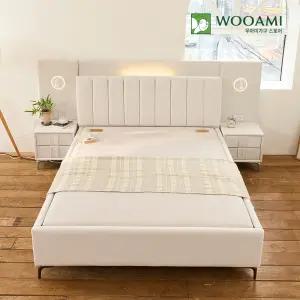 우아미가구 선휴 LED조명 흙침대 황토볼 온열 침대 Q/K 겸용