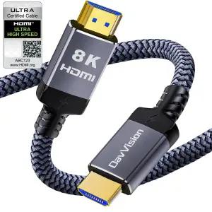 DavVision HDMI 2.1 사운드바-TV용 케이블 ARC/eARC 인증된 초고속 브레이딩-8K@60Hz 4K@120Hz 48Gbps HDCP