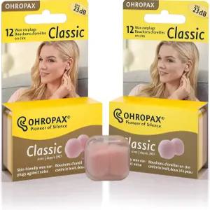 오로팍스 재사용 가능한 왁스 /면 귀마개(총 24개 플러그)(1개의 투명 휴대용 케이스) - 수면 소음 제거