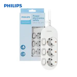 필립스 고용량 안전멀티탭 과부하차단 개별스위치 3구 1.5M