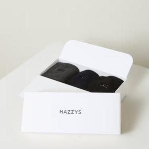 [AK플라자] [헤지스] [무압박]블랙 로고자수 중목양말3종세트 HISS6E519BK