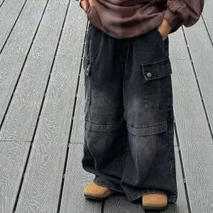 워싱 블랙 데님바지