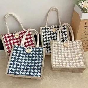 [골드스마일]캔버스 에코백 토트백 여성 미니백 하운드투스 데일리백 13