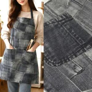 하이엔드 데님 패치워크 나염원단 20수 코튼트윌 블랙워싱