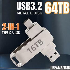64TB USB3.2 플래시 드라이브 고속 전송 메탈 펜드라이브 메모리 카드 펜드라이브 플래시 디스크 메모리아