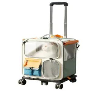 강아지캐리어 트롤리가방 백팩 바퀴 투명