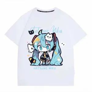 캐릭터 애니 티셔츠 반팔 티 애니메이션 테마 하츠네 미쿠 콜라보레이션 상품 미래의 의류 루즈핏 학생복