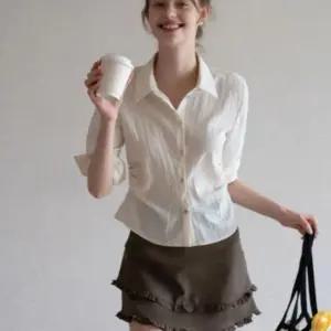 EGGKA 셔츠 올드 캐주얼 미들 소매 밴딩