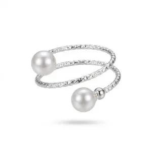 오픈 링 큐빅 진주 조절 반지