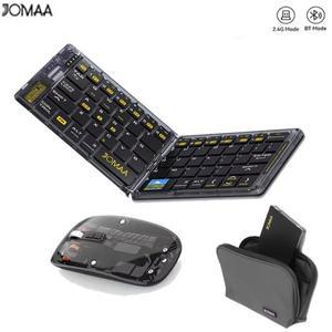 Jomaa 휴대용 투명 접이식 무선 키보드(보관 가방 포함) 충전식 및 마우스 세트 Slient Click