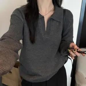 [JED] 브이넥 여성 간절기 봄가을 니트 카라 티셔츠 긴팔 루즈핏 데일리 소프트