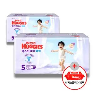 (사은 물티슈) 하기스 2026 맥스드라이 에어 밴드 5단계 (공용) 44매 2팩