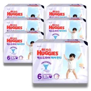 하기스 2026 맥스드라이 에어 팬티 6단계 (공용) 33매 6팩 (대용량)