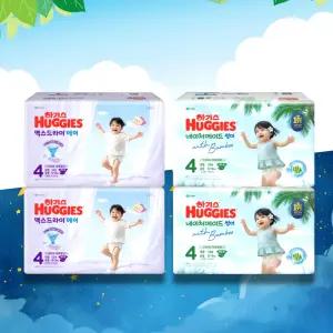 [하기스 낮밤-밴드 4단계] 네이처메이드 썸머 (56매x2팩) + 맥스드라이 에어 (52매x2팩)