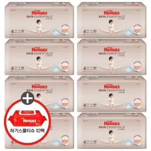 (사은 물티슈) 하기스 2025 스킨에센셜 팬티 4단계 (공용) 40매 8팩 (레드물티슈 10팩)