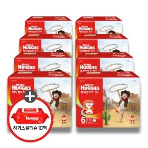 (사은 물티슈) 하기스 2026 매직컴포트 팬티 공용 6단계 8팩 (레드물티슈 10팩)