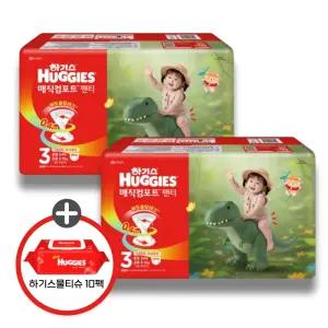 (사은 물티슈) 하기스 2026 매직컴포트 팬티 공용 3단계 54매 2팩 (레드물티슈 10팩)