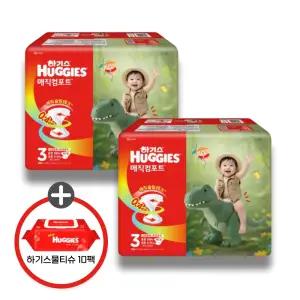 (사은 물티슈) 하기스 2026 매직컴포트 밴드 공용 3단계 68매 2팩 (레드물티슈 10팩)