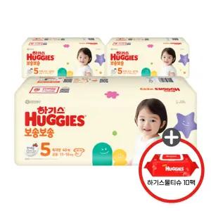 (사은 물티슈) 하기스 NEW 보송보송 밴드 5단계 공용 40매 3팩 (레드물티슈 10팩)