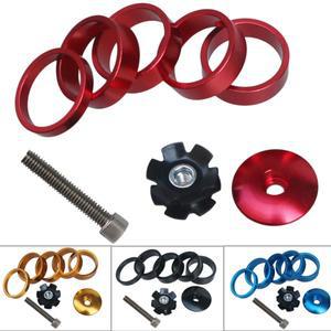 MTB 자전거 탑 튜브 캡 나사 헤드셋 스페이서 커버 포크 링 전면 1 1/8 인치 스템 와셔 스타 너트