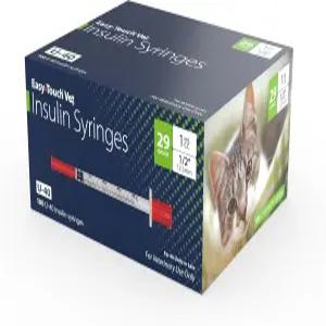 개와 고양이를 위한 이지터치 펫 U40 인슐린 주사기 29G 1.0cc 1/2 반단위 표시 호환 100박스동물 전용