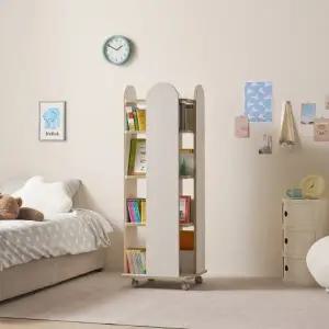 [인터데코]공간활용 좋은 책정리 회전형 책장 4단 (바퀴형) P0000BTK