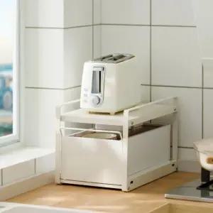 화이트 철제슬림수납장 철제 싱크대 수납장 주방 틈새 슬라이딩 수납함 토스트기 접시 선반 1단 27cm107732