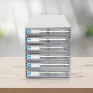 (상품선택 (603)수납함 6칸)603 투명 서랍식 정리함 A4 서류 보관함 다용도 6칸 데스크 정리대