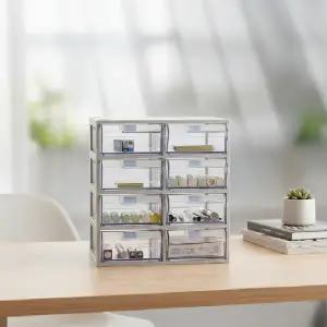 (상품선택 A타입 수납함 2x4)A타입 투명 서랍식 정리함 2x4 소품 보관함 다용도 적층 수납장