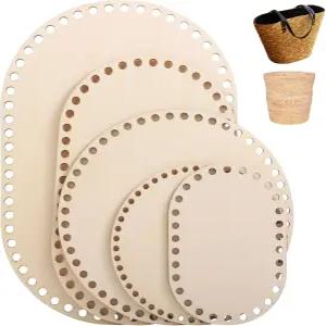 크로셰용 PCS 나무 바구니 바닥 5개 타원형 및 원형 베이스 매끄러운 표면 미리 뚫린 구멍 DIY 보관 2mm